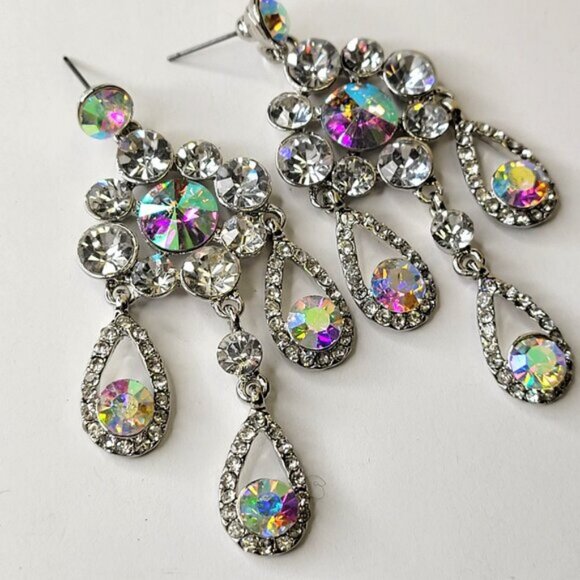 Aurora Borealis Crystal Earrings - Picture 2 of 10